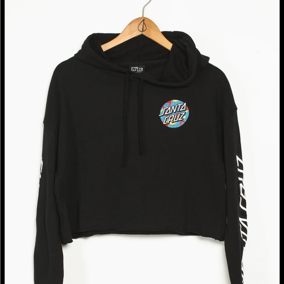 Cropped Black Santa Cruz Hoodie - Picture 1 of 4